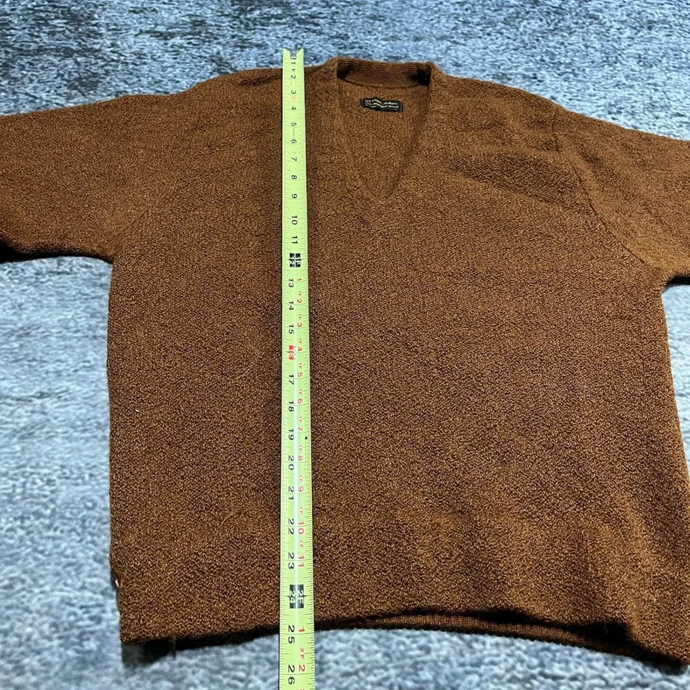 Vintage 70s 80s Mohair Wool Cardigan Sweater‎ Large Burnt Orange Grandpa Casual